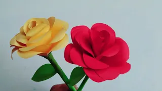 Bunga Mawar Dari kertas- Easy To Make Paper Rose  - Diy Paper Flower