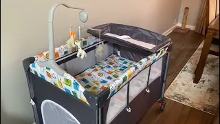 PEARLOVE 5 in 1 Pack and Play, Portable Baby Bassinet Bedside Crib Review