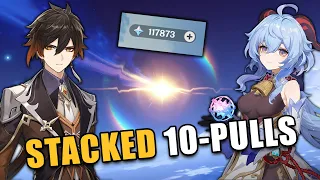 Summoning for Ganyu and Zhongli, but every 10-pull is STACKED | Genshin Impact