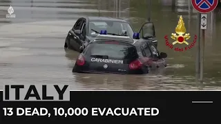 At least 13 people killed in floods in northern Italy; 10,000 evacuated