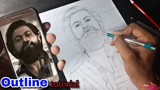 How to draw KGF Chapter 2 Yash 🔥 || Step by step Outline tutorial