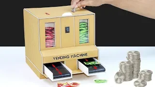 How To Make Candy Vending Machine From PVC & Cardboard! Coin Supported Machine