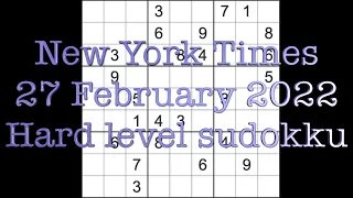 Sudoku solution – New York Times sudoku 27 February 2022 Hard level