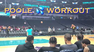 📺 Jordan Poole (+Juan Toscano-Anderson) workout/threes at Warriors pregame before Charlotte Hornets