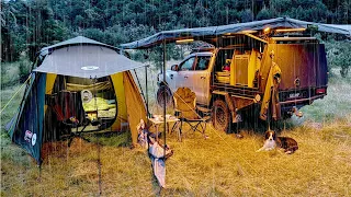 Rain Camping In Popup Car Tent