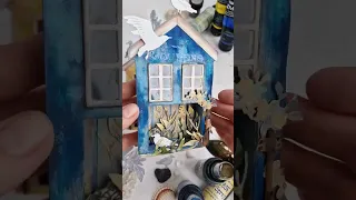 Boathouses with MimiCut Cutting Dies ☆ #anastasiakorvyakova #mixedmedia #alteredart