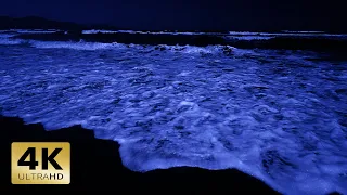 Ocean Waves Sounds For Deep Sleep 4K - Be Overwhelmed By The Ocean's Tidal Waves At Night