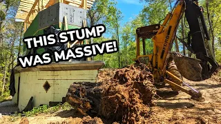 Stump Removal Round 2! - Can my Old Backhoe Excavate This Thing Out?