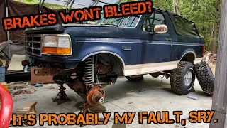 Brakes won't bleed. Pedal goes to the floor when running. Quick Fix - Ford Bronco