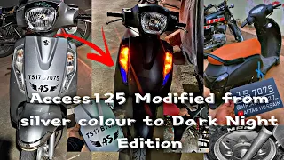 Modified SUZUKI ACCESS 125 BS4🔥|Silver colour to Dark Night Edition|All Parts Matt Black Wrapping|