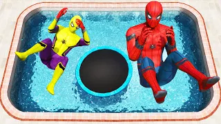 GTA 5 Rainbow Spiderman Trampoline Jumps and Fails (Ragdolls/Euphoria Physics) #11