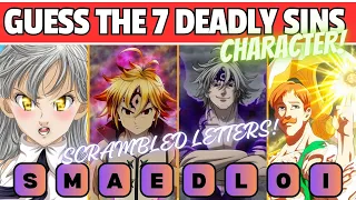 Guess the 7 Deadly Sins Characters | Scrambled Letters | Meliodas, Escanor, Elizabeth, Estarossa