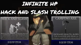 INFINITE HP LOOPING! Roblox Survive The Night HACK AND SLASH TROLLING!