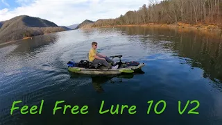 Feel Free Lure 10 V2 kayak on the water review ( minn kota endura)