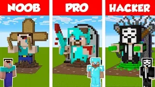 Minecraft NOOB vs PRO vs HACKER: STATUE HOUSE BUILD CHALLENGE in Minecraft / Animation