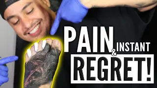 My MOST PAINFUL TATTOO EVER! | Getting my WHOLE FOOT done & completing my leg sleeve
