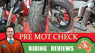 Pre MOT check on a motorcycle