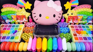 "Hello Kitty" Slime. Mixing Makeup into clear slime! 🌈ASMR🌈 #satisfying #슬라임 (406)