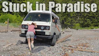 We get our Vanagon Stuck in Side Bay on Vancouver Island!!
