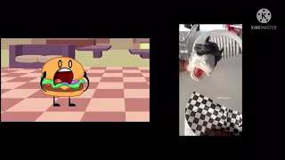 Shark Puppet Eats Hamburger With Cow! Original Vs Object Show (Side By Side)