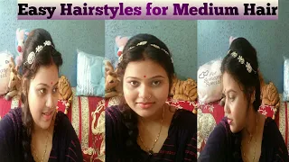 Easy Hairstyles for Wedding, Party, Function/Quick Hairstyles for Medium Hair.... (in bangali)