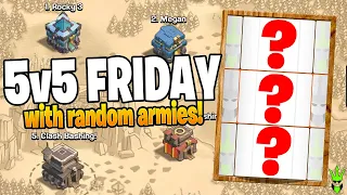 CAN I GET THE PERFECT WAR WITH THE RANDOM SPINNER?! - 5v5 Friday - Clash of Clans