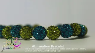 Affirmation Bracelet   Teal Blue and Light Green