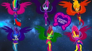 My Little Pony Equestria Girls Transforms - Mane 7 Midnight Demons Form - Coloring Videos For Kids