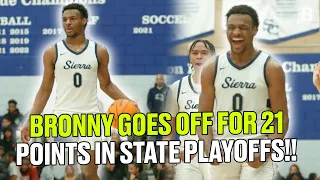 Bronny goes OFF for 21 in tough State playoff matchup!! |  Sierra Canyon vs Etiwanda (2023)