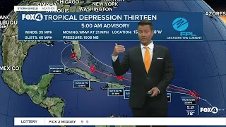 Tropical Depression #13 forms, SWFL remains in the forecast cone