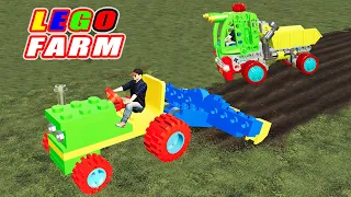 LAND OF LEGO! WHEAT HARVEST w/ LEGO HARVESTER! COLORFUL LEGO FARM! | Farming Simulator 19