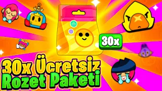 30 ÜCRETSİZ BEDAVA ROZET PAKETİ AÇILIMI! DESTANSI ÇIKTI! - Brawl Stars