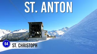 Skiing blue piste 64 'St. Christoph' in St Anton Ski Arlberg