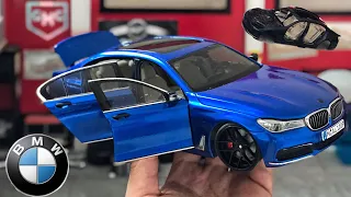 BMW 7.50Li G12 Gece Mavisi Folyo Kaplama | Hareketli Jant Uygulama | 1:18 Diecast Model