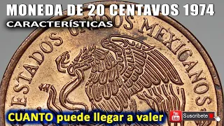 Moneda de 20 centavos de 1974  México