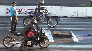 Dirt Bike vs Sportbike - crazy drag racing of motorbikes