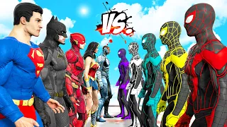 TEAM SPIDER-MAN (MILES MORALES) VS TEAM JUSTICE LEAGUE - EPIC SUPERHEROES WAR