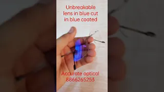 unbreakable lens in blue cut blue coated in Rimless frame