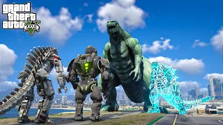 Team Godzilla Earth vs Mechagodzilla, Mecha Kong Epic Battle ( GTA V Mods )