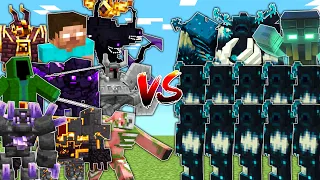 OP BOSSES and HEROBRINE vs WARDEN ARMY - Minecraft Mob Battle
