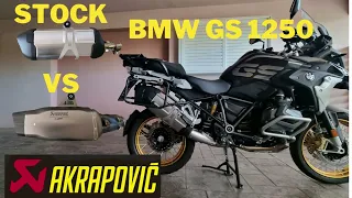 Akrapovic hp euro 5 slip-on vs oem R1250GS bmw installation & sound