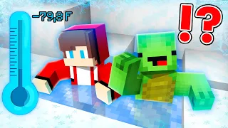 JJ and Mikey Survive 100 Days in Cold Winter Ice in Minecraft Challenge - Maizen