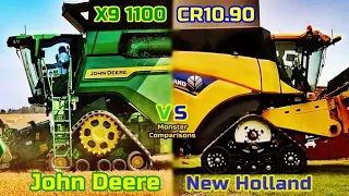 John Deere X9.1100 VS New Holland CR10.90 - Monster Harvester Comparisons (Largest X9 vs Largest CR)