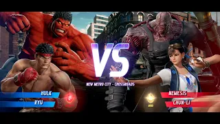 Red Hulk and Ryu vs Nemesis and Chun-Li MARVEL VS. CAPCOM: INFINITE
