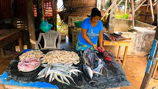 Nice ! Wonder Women in Sri Lanka Fish Market Fish Cutting | Watching Her Tuna Fish 鮪魚切割技巧