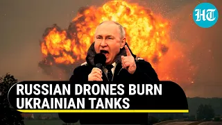 On Cam: Russian Drones Blow up Camouflaged Ukrainian Tanks Firing from Woods | Watch