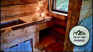 Building a SIMPLE Off Grid Bathroom | Ep 2 | Live Edge Counter, Sink, Bucket Toilet, a Flying Fox?