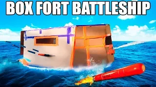 FLOATING BOX FORT BATTLESHIP!! 📦🚢 TORPEDO, REMOTE CONTROLLED NERF GUNS, SMOKE SCREEN & MORE!