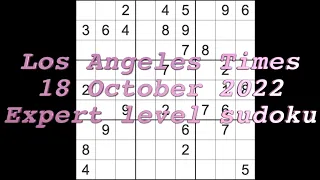 Sudoku solution – Los Angeles Times sudoku 18 October 2022 Expert level