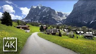 4K HDR Walk alone in 🇨🇭 GRINDELWALD Switzerland , with amazing nature scenery // ASMR